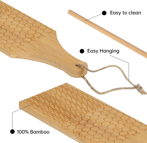 YORSEEK Combo Garganelli Board and Gnocchi Stripper Spaghetti Macaroni Pasta Board Bamboo Rolling Cavatelli Pasta Maker