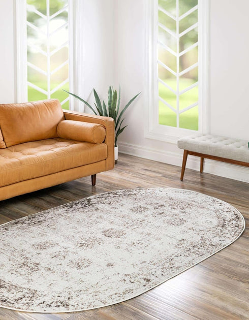 Unique Loom Sofia Collection Area Rug - Casino, 2' x 3' 1" Oval, Beige/Tan
