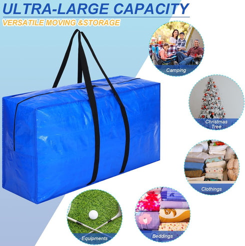 Windyun 4 Pcs Extra Large Storage Bags, Heavy Duty Moving Bags Totes for College, Travel Clothes, Bedding Supplies