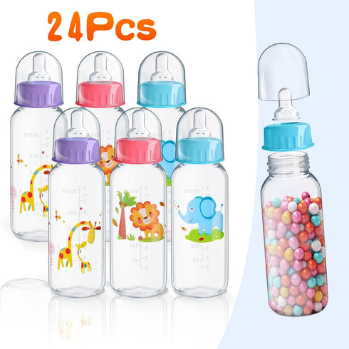 Norme 24 Pcs Baby Bottles Bulk for Baby Shower Game, 9.5 oz Plastic Baby Bottles for Party Favors