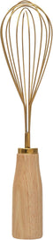 Bloomingville Gold Finish Whisk, 10.25" Standing Stainless Steel Wood Handle