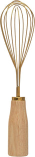 Bloomingville Gold Finish Whisk, 10.25" Standing Stainless Steel Wood Handle