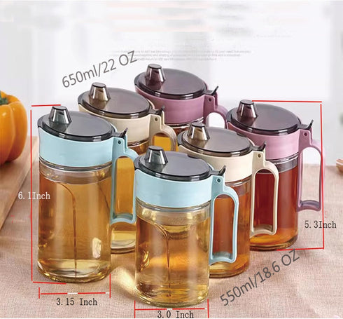 550ml(18.6 Oz) 1PC) TENTA KITCHEN Olive Oil Vinegar Syrups Bottle Dispenser Cruet - Oil Bottle Glass With No Drip