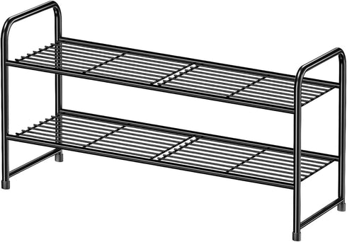 2 Tier Shoe Rack, Closet Metal 27 Inch Shoe Shelf Organizer for