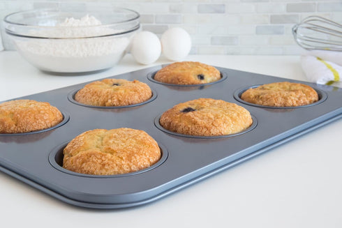 Fox Run Non-Stick Baking Pan, 6 Cup Large Muffin Top, Metallic by Fox Run