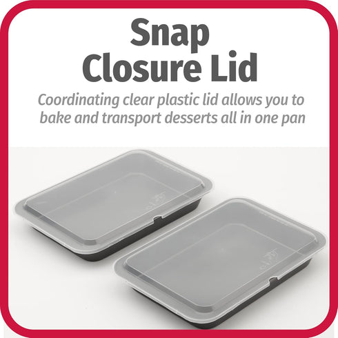 GoodCook Set of 2 Nonstick Steel 13" x 9" Cake Baking Pans with Covers, Gray
