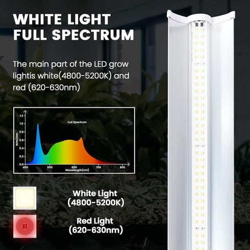 2 iPower Feet LED Grow Light Stand Natural White Full Spectrum for Indoor Plant Starting Seeds and Propagating