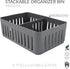 Simplify 3 Compartment Stackable Bin with Adjustable Dividers, Drawer Organizer, Storage Basket for Office, Desk