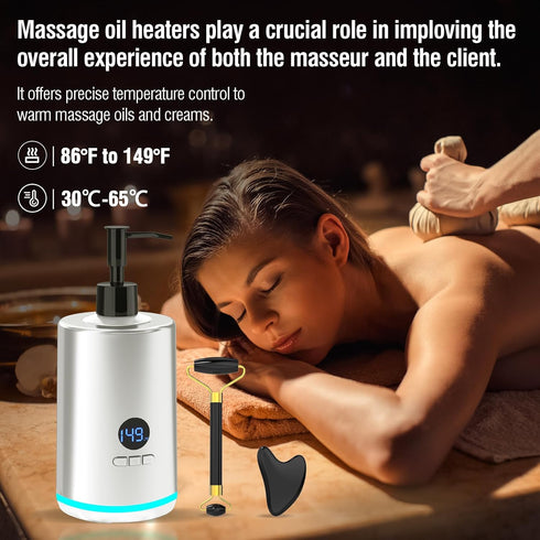 Temperature(86-149F), Massage Oil Lotion Warmer, Massage Oil Heater for SPA Massage Therapy and Personal Use, Portable