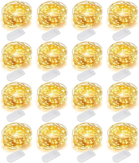 MUMUXI Battery Operated LED Fairy Lights, 16 Pack, 10ft Warm White, Indoor Outdoor Usage