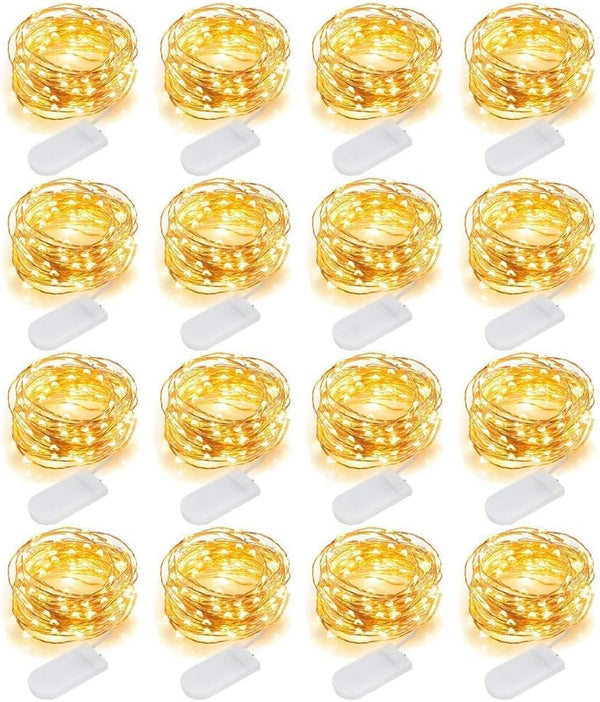 MUMUXI Battery Operated LED Fairy Lights, 16 Pack, 10ft Warm White, Indoor Outdoor Usage