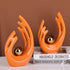 9.5"H Orange Gold Aesthetic Room Decor Accent, TV Stand Funky Table Centerpiece, Abstract Art Ceramic Statue