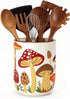 Nefelibata Mushroom Ceramic Utensil Holder Rustic Functional Utensil Crock Kitchen Storage Decor