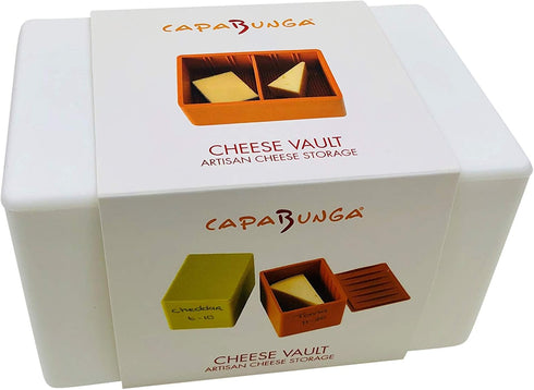 6x4x3.5 CapaBunga Cheese Vault with Divider - Reusable Artisan Cheese Storage Container for Fridge - Food Grade
