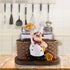 Salt and Pepper Shakers Set, Sitting Chef Decorative Statue Spice Organizer, Glass Spice Jars with Holder Gift for