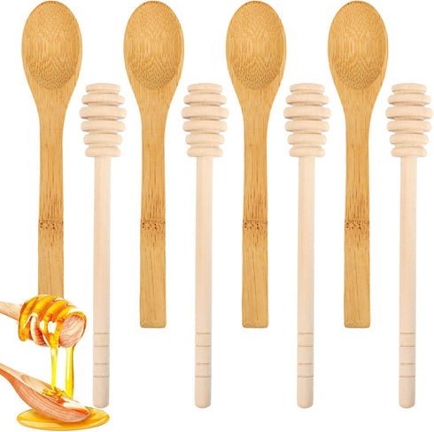 Ninsula 8PCS Wooden Honey Dipper Set, 6.2 Inch Honey Dipper Sticks Honey Spoon,