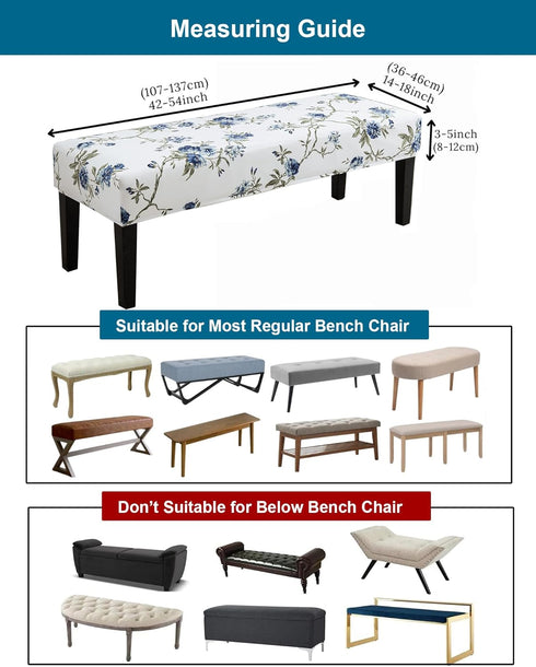 Kitchen,02 CRFATOP Printed Dining Bench Cover Rectangle Bench Seat Cushion Slipcovers Stretch Removable Washable