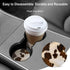 Absorbent Car Coasters 2 Pack - Cow Hide Car Coaster for Drinks, Ceramic Stone Cup Holder with Finger Notch, Brown