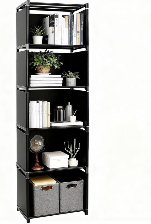 Gmrithaf 6 Tier Book Shelf, 5-Cube Storage Shelves, Tool-Free Assembly Kids Bookshelf, Bookcase