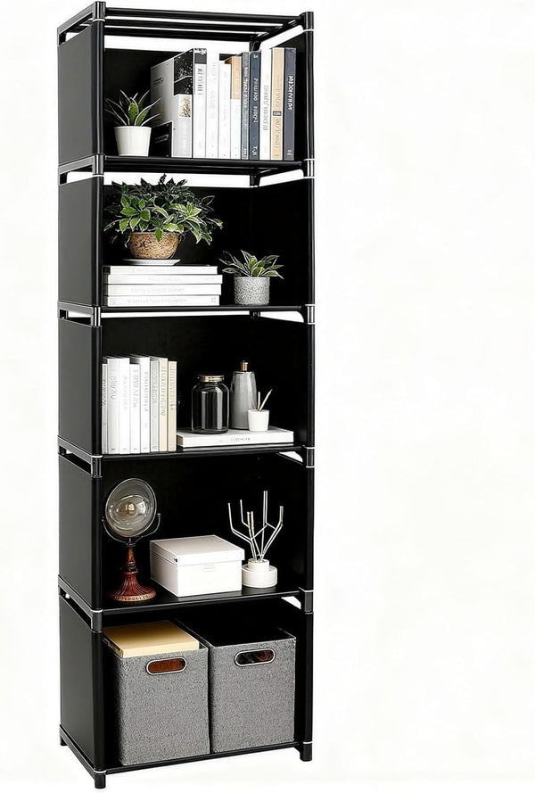 Gmrithaf 6 Tier Book Shelf, 5-Cube Storage Shelves, Tool-Free Assembly Kids Bookshelf, Bookcase