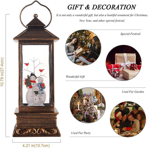8 6-Hour Christmas Snow Globe Lantern Crystal Glitter Lantern Features Songs and Timer Function Ideal for Holiday
