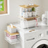 3 Pack TIDIIABODE Trash Bag Holder Dispenser,Kitchen Organization and Storage, Stackable Storage Bins with Lids, White