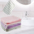 PHOGARY 6 5"x8" Striped Bath Mitts Washcloths, Small Hand Towels with Hanging Loop, Super Absorbent Soft Coral Fleece