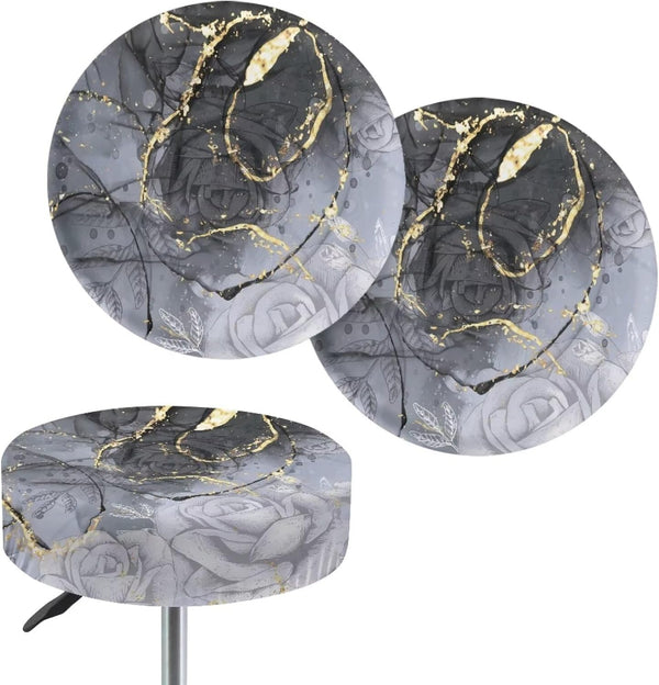 Sellikakes 12-14 Inches Round Bar Stool Seat Cover Cushion with Marble Rose Pattern