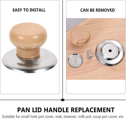 Cabilock 12pcs Wooden Pot Lid Knobs - Replacement for Cookware, Easy to Clean for Woks, Steamers, Soup Pots