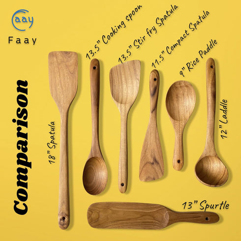 FAAY 18" Teak Long Wooden Spatula, Heavy Duty Stir Paddle for Cooking, Canning, Mixing, and Stirring
