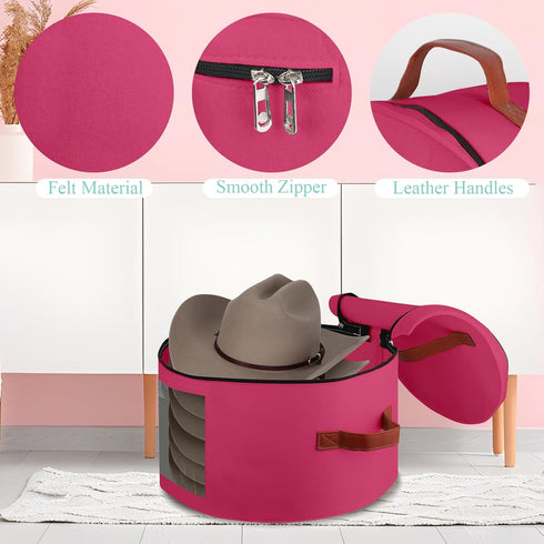 Hat Box,Hat Storage Box,Stackable Round Brim Hats Organizer Bag Container for Closet,Travel Hat Boxes for Women,Collapsible Cowboy Hat Organizer,Stuffed Animal Toy Storage,FoldableTravel Cap Boxes by Samplife