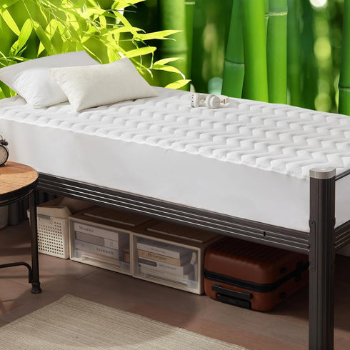UNILIBRA Twin XL Waterproof Mattress Pad, Quilted Bamboo Protector, Breathable, 6''-19'' Deep Pocket, White
