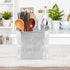 UPKOCH Stainless Steel Utensil Silverware Holder, Organizer Drying Rack Basket with Hooks, Chopstick Holder for