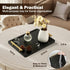 PEKER Wooden Serving Tray with Metal Handles, Black Decorative Coffee Table Tray for Breakfast in Bed, Ottoman & Home
