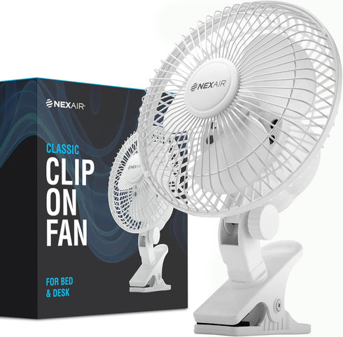 Air-Cooling 6-Inch Clip on Fan, 360° Rotation, Two Speed Portable Desk Fan with Strong Clamp Grip for Quiet Operation