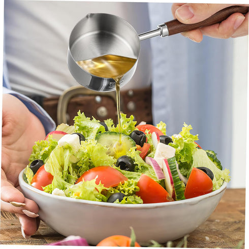 Kichvoe 125ML Stainless Steel Saucepan, Double Spout Oil Pan for Milk Warming and Frothing