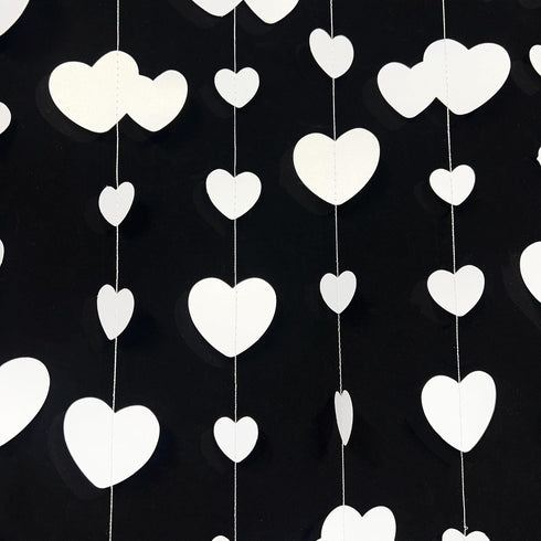 52Ft Valentines Day Party Decorations - White Heart Garland and Love Heart Hanging Paper Streamer Banner
