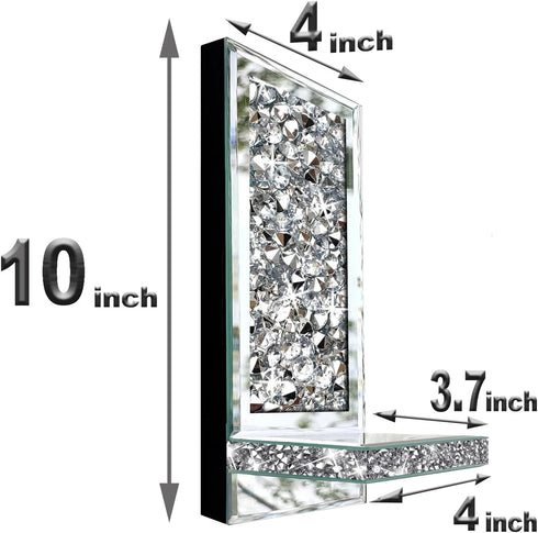 Set 2 1A ZOLAPI of Crystal Crush Diamond Candle Sconces, Gorgeous Silver Mirrored Wall Sconce, Candle Holder Glass Wall