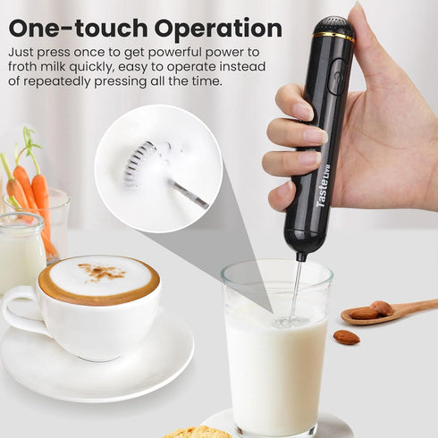 Handheld Electric Milk Frother, Battery Operated Foam Maker and Mixer for Drinks (Black)