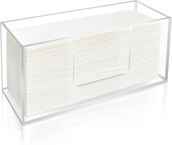 1Pack Acrylic Paper Towel Dispenser, Napkin Holder for Bathroom, Kitchen & Countertop