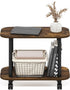 2-Tier Furinno Turn-N-Tube Side Table, Oval Sofa End Table with Wheels, Toolless Assembly Night Stand, Bedside Table