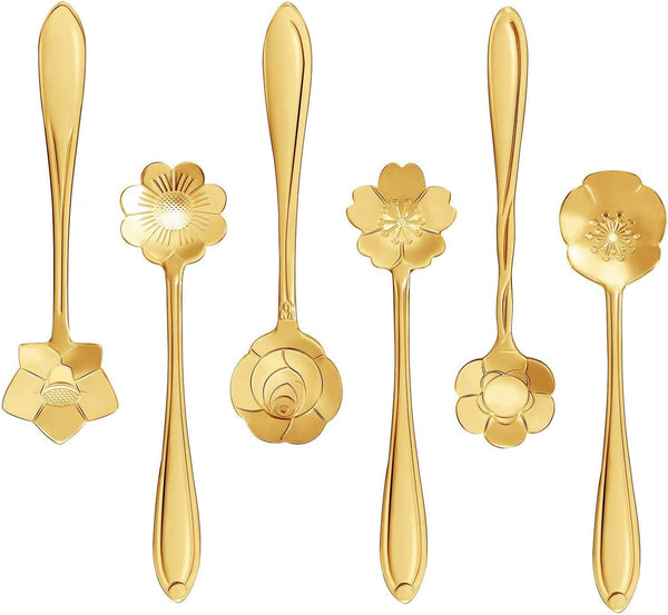 Stainless Steel Creative Flower Coffee Spoons, Set of 12 Ice-Cream Tea Stirring Spoons