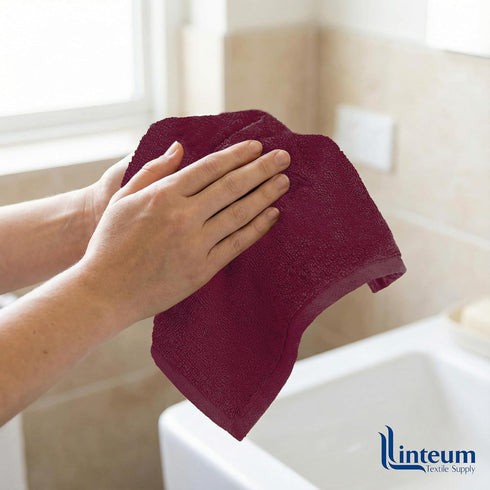 12x12 100% (24 Pack) Linteum Textile Supply Premium Washcloth (Burgundy) Ring Spun Cotton Zero Twist Towels |
