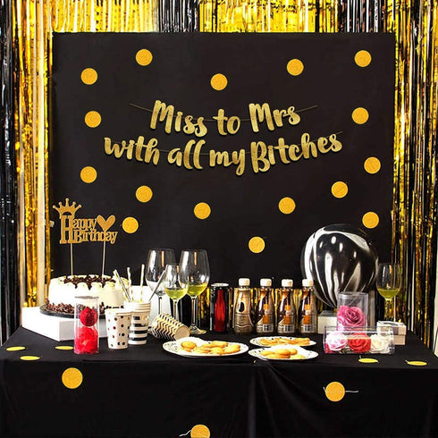 Miss to Mrs Classy & Sassy Gold Glitter Bachelorette Banner - Party Decorations, Favors and Supplies