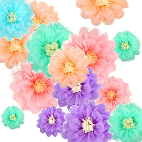Gejoy 20 Pieces Mexican Paper Flower Tissue, Day of The Dead Pom Poms for Halloween, Wedding Party Decoration