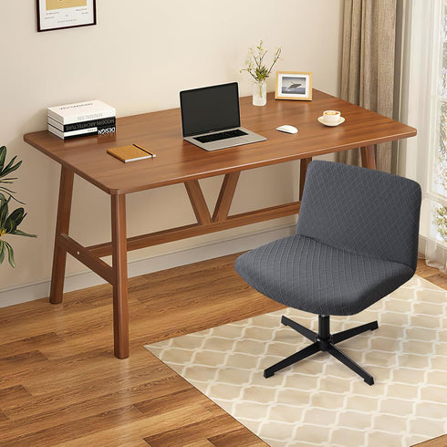 Armless Criss Cross Office Desk Chair Cover, Waterproof Stretch Jacquard Slipcover for Mid Back Wide Seat Gaming Chair
