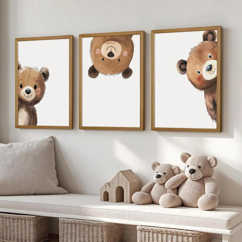 Lwoztra 12x16x3 Inch Bear Nursery Wall Art Decor Kids Canvas Poster Baby Boy Nursery Wall Decor Woodland Animal