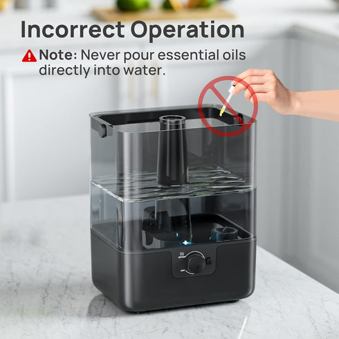 6L 26dB 50H CHIVALZ Humidifiers for Bedroom Large Room, Cool Mist Top Fill Humidifier with Essential Oil Diffuser