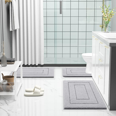Buganda Bathroom Rugs, 30" x 20", Soft Microfiber Non-Slip Shaggy Bath Carpet, Machine Wash