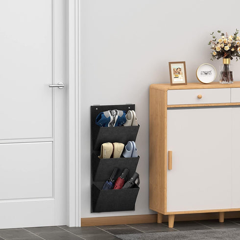2Pack,Shoes 6Pairs (SM08-Black-2) Wall Mounted Hanging Organizer Rack/Can Store of Plus-Size Sneakers,Also Stores